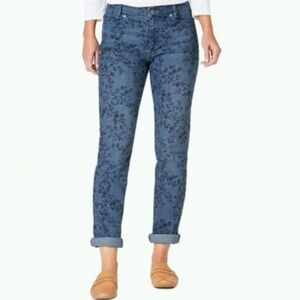J. Jill Floral Denim Weekender Straight Leg Jeans 4